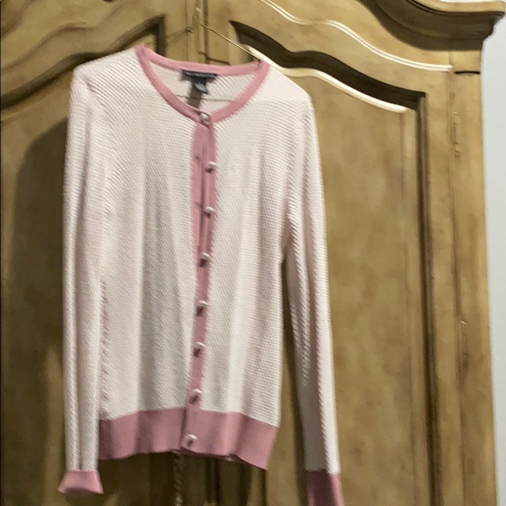 Pink white sweater